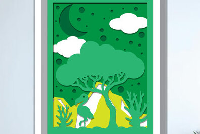 Intra απο ξύλο plywood 3mm-4mm πάχος – Wildlife Shadow Box Διακόσμηση τοίχου με λέιζερ Δίασταση  20x20 cm INTRAFABR-70854868