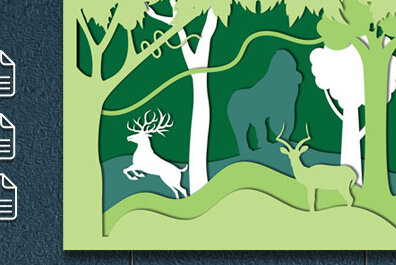 Intra απο ξύλο plywood 3mm-4mm πάχος – Κοπή με λέιζερ Wildlife Shadow Box Δίασταση  20x20 cm INTRAFABR-60649492