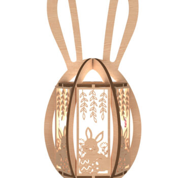 Intra απο ξύλο plywood 3mm-4mm πάχος – Willow Bunny Πασχαλινό φανάρι με λέιζερ Δίασταση  20x20 cm INTRAFABR-113991904 - Image 1