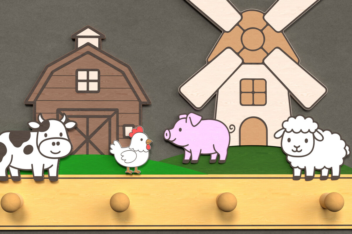 Intra απο ξύλο plywood 3mm-4mm πάχος – Windmill Farm Wall Hook Δίασταση  20x20 cm INTRAFABR-124820832