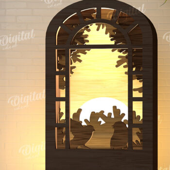 Intra απο ξύλο plywood 3mm-4mm πάχος –  κοπής με λέιζερ Led νυχτερινού παραθύρου Δίασταση  20x20 cm INTRAFABR-107960721 - Image 1