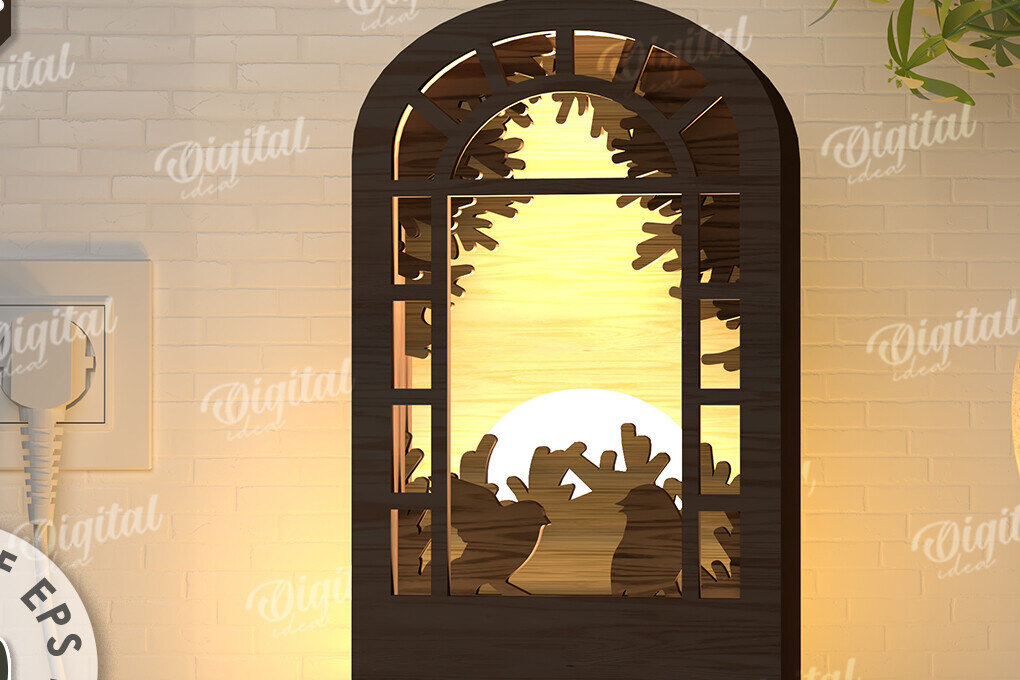 Intra απο ξύλο plywood 3mm-4mm πάχος –  κοπής με λέιζερ Led νυχτερινού παραθύρου Δίασταση  20x20 cm INTRAFABR-107960721