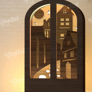 Intra απο ξύλο plywood 3mm-4mm πάχος –  κοπής με λέιζερ Led νυχτερινού παραθύρου Δίασταση  20x20 cm INTRAFABR-107960799