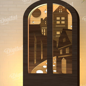 Intra απο ξύλο plywood 3mm-4mm πάχος –  κοπής με λέιζερ Led νυχτερινού παραθύρου Δίασταση  20x20 cm INTRAFABR-107960799 - Image 1