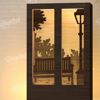 Intra απο ξύλο plywood 3mm-4mm πάχος –  κοπής με λέιζερ Led νυχτερινού παραθύρου Δίασταση  20x20 cm INTRAFABR-107960837 - Image 1