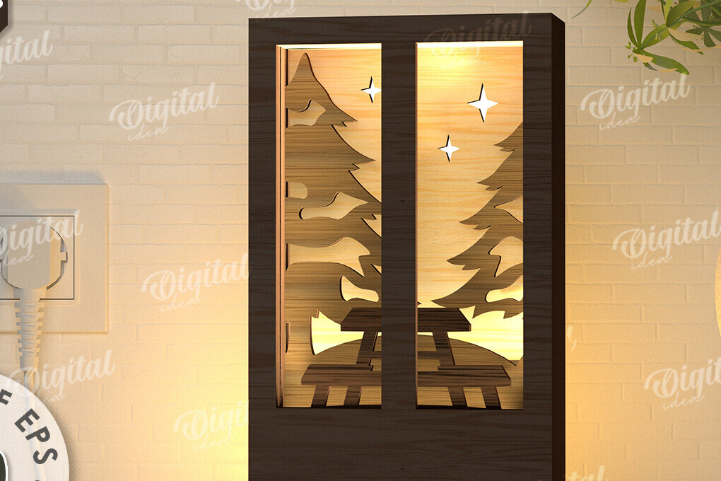 Intra απο ξύλο plywood 3mm-4mm πάχος –  κοπής με λέιζερ Led νυχτερινού παραθύρου Δίασταση  20x20 cm INTRAFABR-107960969