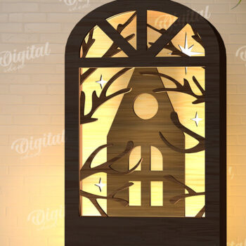 Intra απο ξύλο plywood 3mm-4mm πάχος –  κοπής με λέιζερ Led νυχτερινού παραθύρου Δίασταση  20x20 cm INTRAFABR-107960539 - Image 1