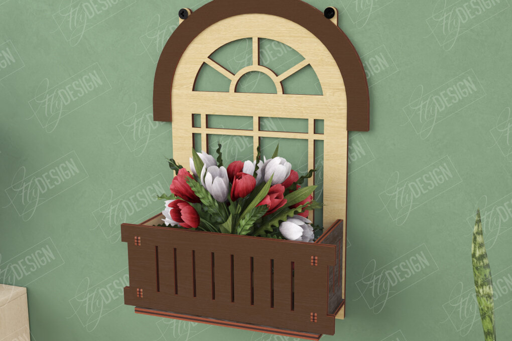 Intra απο ξύλο plywood 3mm-4mm πάχος – Κοπή με λέιζερ τοίχου παραθύρου | Κήπος Δίασταση  40x30 cm INTRAFABR-122609519