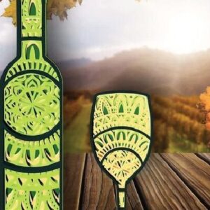 Intra απο ξύλο plywood 3mm-4mm πάχος – Μπουκάλι και ποτήρι κρασιού, Μάνταλα, Δίασταση  20x20 cm INTRAFABR-31750899