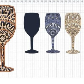 Intra απο ξύλο plywood 3mm-4mm πάχος – Μπουκάλι και ποτήρι κρασιού, Μάνταλα, Δίασταση  20x20 cm INTRAFABR-31750899 - Image 5