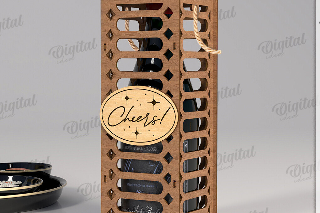 Intra απο ξύλο plywood 3mm-4mm πάχος – Κουτί δώρου μπουκαλιού κρασιού Κοπή λέιζερ Δίασταση  20x20 cm INTRAFABR-123766052