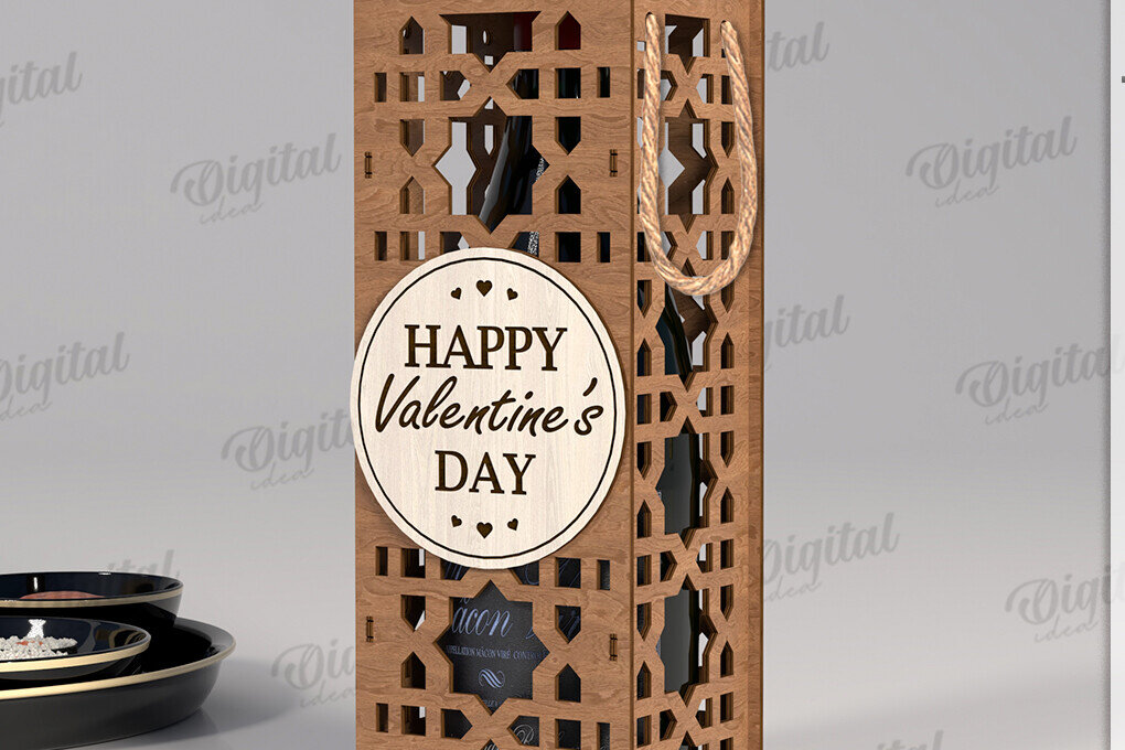 Intra απο ξύλο plywood 3mm-4mm πάχος – Κουτί δώρου μπουκαλιού κρασιού Κοπή λέιζερ Δίασταση  20x20 cm INTRAFABR-123765582