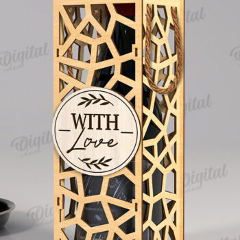 Intra απο ξύλο plywood 3mm-4mm πάχος – Κουτί δώρου μπουκαλιού κρασιού Κοπή λέιζερ Δίασταση  20x20 cm INTRAFABR-123765774 - Image 1