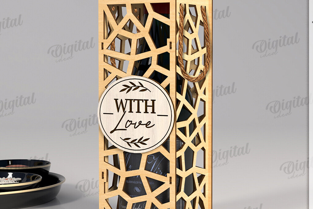 Intra απο ξύλο plywood 3mm-4mm πάχος – Κουτί δώρου μπουκαλιού κρασιού Κοπή λέιζερ Δίασταση  20x20 cm INTRAFABR-123765774