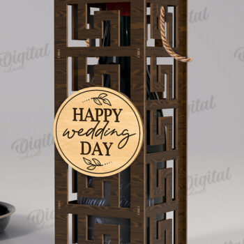 Intra απο ξύλο plywood 3mm-4mm πάχος – Κουτί δώρου μπουκαλιού κρασιού Κοπή λέιζερ Δίασταση  20x20 cm INTRAFABR-123765785 - Image 1