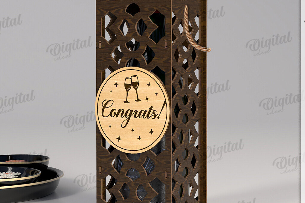 Intra απο ξύλο plywood 3mm-4mm πάχος – Κουτί δώρου μπουκαλιού κρασιού Κοπή λέιζερ Δίασταση  20x20 cm INTRAFABR-123765843