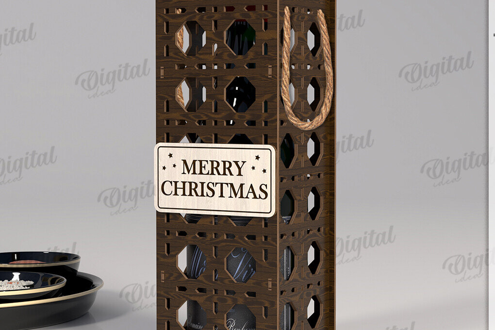 Intra απο ξύλο plywood 3mm-4mm πάχος – Κουτί δώρου μπουκαλιού κρασιού Κοπή λέιζερ Δίασταση  20x20 cm INTRAFABR-123766048