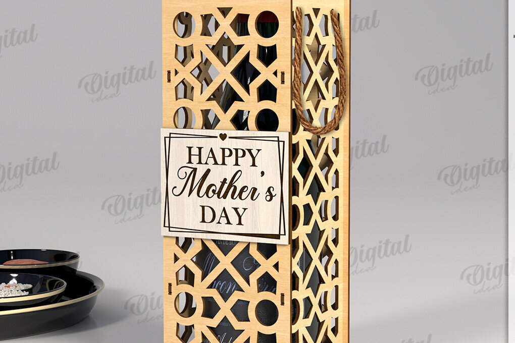 Intra απο ξύλο plywood 3mm-4mm πάχος – Κουτί δώρου μπουκαλιού κρασιού Κοπή λέιζερ Δίασταση  20x20 cm INTRAFABR-123765571