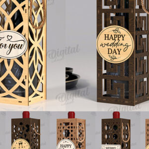 Intra απο ξύλο plywood 3mm-4mm πάχος – Κουτιά δώρου μπουκαλιών κρασιού Πακέτο κοπής με λέιζερ Δίασταση  20x20 cm INTRAFABR-123827130