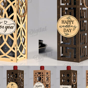 Intra απο ξύλο plywood 3mm-4mm πάχος – Κουτιά δώρου μπουκαλιών κρασιού Πακέτο κοπής με λέιζερ Δίασταση  20x20 cm INTRAFABR-123827130 - Image 1