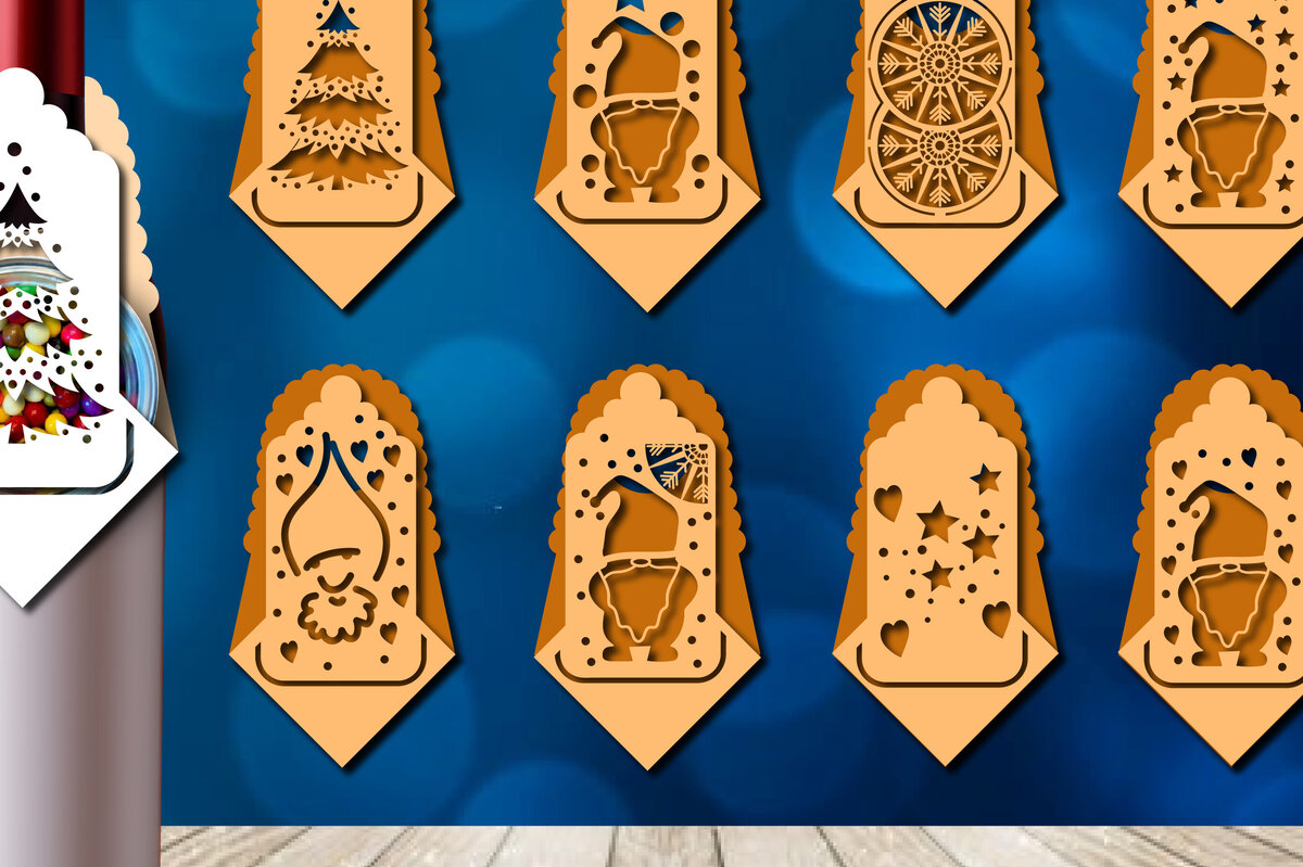 Intra απο ξύλο plywood 3mm-4mm πάχος – Πακέτο ετικετών δώρου μπουκάλι κρασιού Gnomes Δίασταση  20x20 cm INTRAFABR-81095080