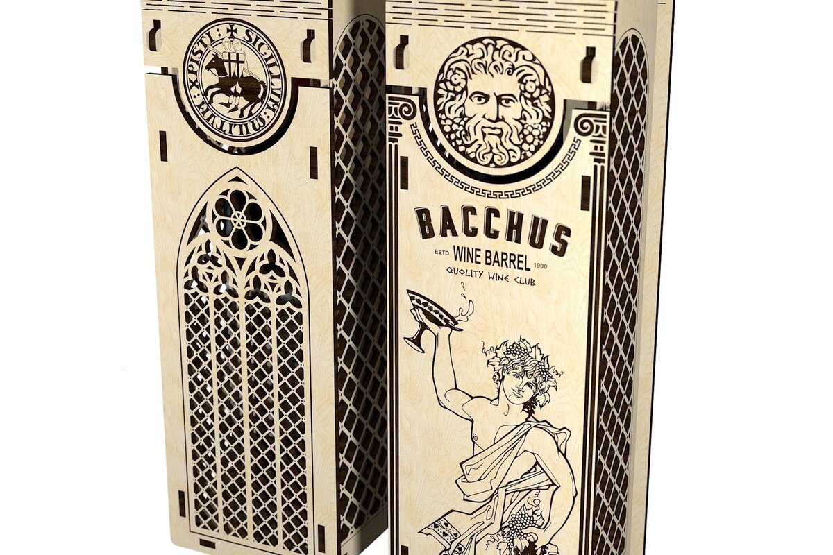 Intra απο ξύλο plywood 3mm-4mm πάχος – Κουτί κρασιού Βάκχος Δίασταση  20x20 cm INTRAFABR-31020334