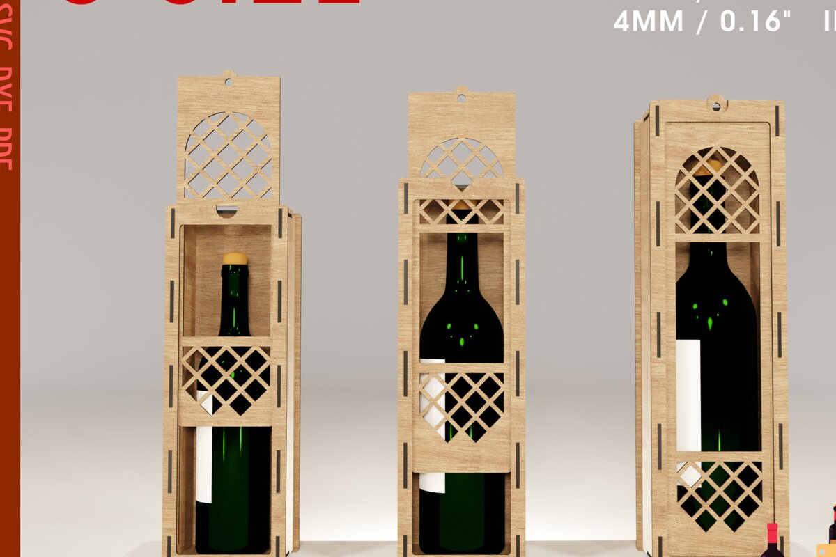 Intra απο ξύλο plywood 3mm-4mm πάχος – Κουτί κρασιού με συρόμενο καπάκι κομμένο αρχείο λέιζερ Δίασταση  20x20 cm INTRAFABR-104824014