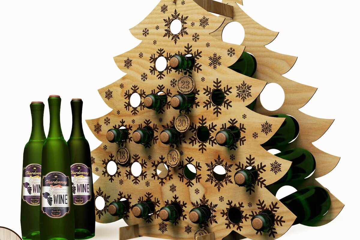 Intra απο ξύλο plywood 3mm-4mm πάχος – Ημερολόγιο Χριστουγέννων για το κρασί Δίασταση  20x20 cm INTRAFABR-45337046