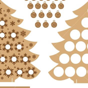 Intra απο ξύλο plywood 3mm-4mm πάχος – Ημερολόγιο Χριστουγέννων για το κρασί Δίασταση  20x20 cm INTRAFABR-45337046 - Image 7