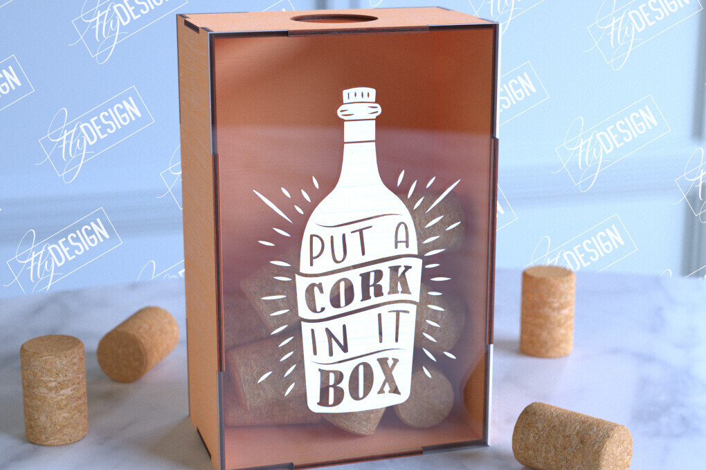 Intra απο ξύλο plywood 3mm-4mm πάχος – Κουτί από φελλό κρασιού | Κουτί με καπάκια μπουκαλιών μπύρας Δίασταση  20x20 cm INTRAFABR-99639511