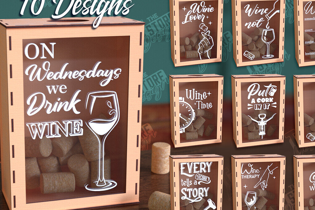 Intra απο ξύλο plywood 3mm-4mm πάχος – Πακέτο σχεδίασης με Wine Cork Box Δίασταση  20x20 cm INTRAFABR-99640990