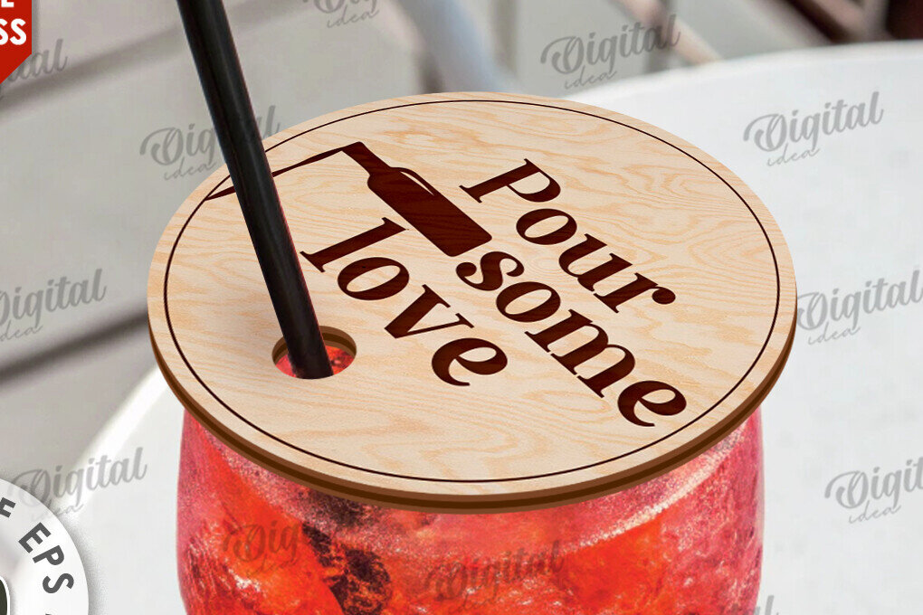 Intra απο ξύλο plywood 3mm-4mm πάχος – Κάλυμμα Wine Glass Design Cut Laser Δίασταση  40x30 cm INTRAFABR-111420043