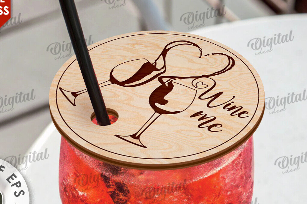 Intra απο ξύλο plywood 3mm-4mm πάχος – Κάλυμμα Wine Glass Design Cut Laser Δίασταση  40x30 cm INTRAFABR-111420073