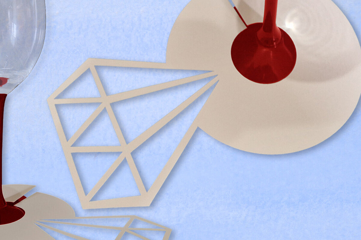 Intra απο ξύλο plywood 3mm-4mm πάχος – Ετικέτα ποτηριού κρασιού - Διαμάντι Δίασταση  20x20 cm INTRAFABR-93932681