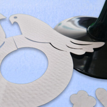 Intra απο ξύλο plywood 3mm-4mm πάχος – Ετικέτα Ποτήρι Κρασιού - Περιστέρια Δίασταση  20x20 cm INTRAFABR-95181781 - Image 2