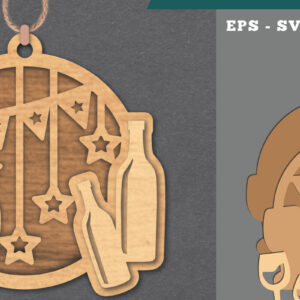 Intra απο ξύλο plywood 3mm-4mm πάχος – Στολίδι με κρασιού Δίασταση  20x20 cm INTRAFABR-112074963