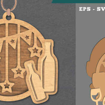 Intra απο ξύλο plywood 3mm-4mm πάχος – Στολίδι με κρασιού Δίασταση  20x20 cm INTRAFABR-112074963 - Image 1