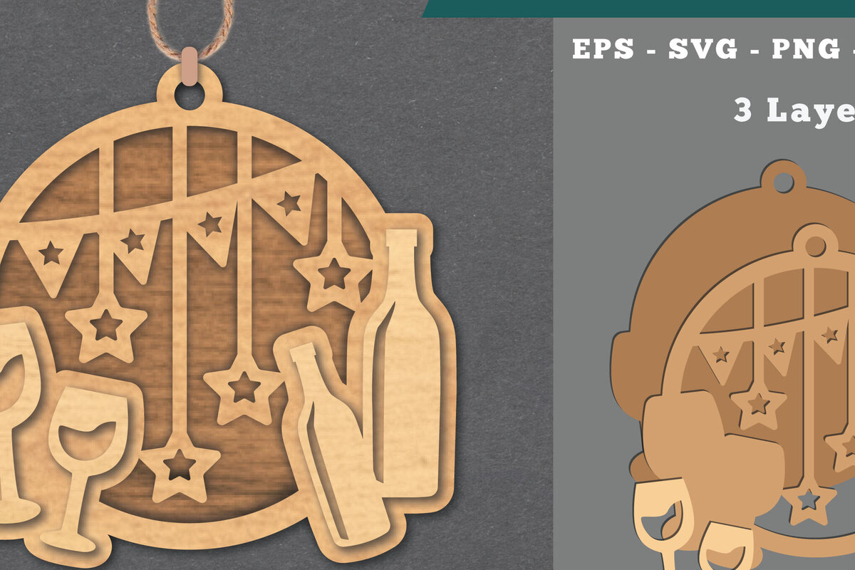 Intra απο ξύλο plywood 3mm-4mm πάχος – Στολίδι με κρασιού Δίασταση  20x20 cm INTRAFABR-112074963