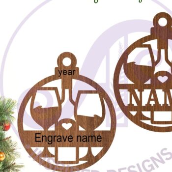 Intra απο ξύλο plywood 3mm-4mm πάχος – Wine Lovers Χριστουγεννιάτικο Στολίδι Laser Δίασταση  20x20 cm INTRAFABR-107525910 - Image 2