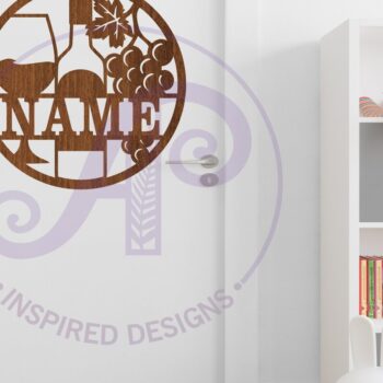 Intra απο ξύλο plywood 3mm-4mm πάχος – Πρότυπο κοπής με λέιζερ Sign Name Wine Δίασταση  40x30 cm INTRAFABR-100584488 - Image 3