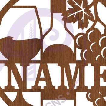 Intra απο ξύλο plywood 3mm-4mm πάχος – Πρότυπο κοπής με λέιζερ Sign Name Wine Δίασταση  40x30 cm INTRAFABR-100584488 - Image 4