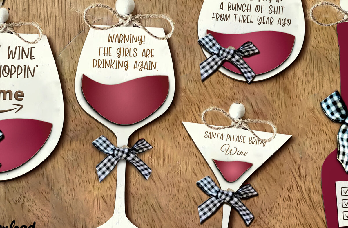 Intra απο ξύλο plywood 3mm-4mm πάχος – Wine Ornaments, Wine Bundle Δίασταση  20x20 cm INTRAFABR-85624456