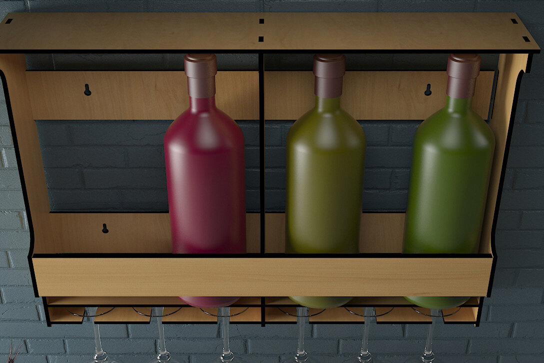 Intra απο ξύλο plywood 3mm-4mm πάχος – Σχάρα κρασιού Τοποθέτηση στον τοίχο / Κράτηση ποτηριού κρασιού Δίασταση  20x20 cm INTRAFABR-48373833