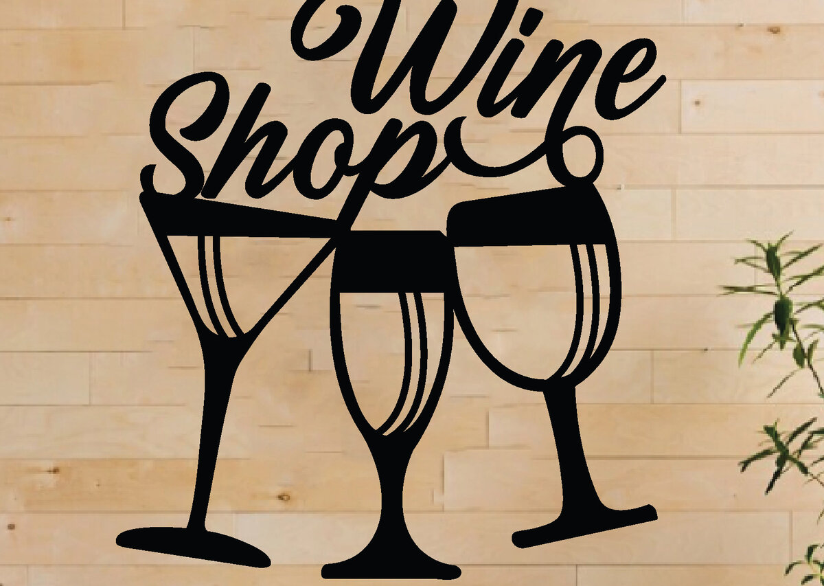 Intra απο ξύλο plywood 3mm-4mm πάχος – Αρχείο κοπής με λέιζερ Wine Shop, επιγραφή τοίχου μπαρ Δίασταση  40x30 cm INTRAFABR-64048614