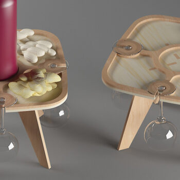 Intra απο ξύλο plywood 3mm-4mm πάχος – Τραπέζι κρασιού σνακ με ποτηροθήκη 314 Δίασταση  20x20 cm INTRAFABR-54573571 - Image 1