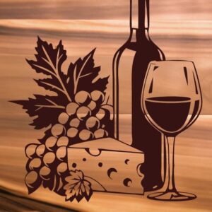 Intra απο ξύλο plywood 3mm-4mm πάχος – Wine, Wine and Cheese, Δίασταση  20x20 cm INTRAFABR-119214597