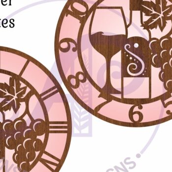 Intra απο ξύλο plywood 3mm-4mm πάχος – Wine Wall Clock Files Cut Laser, Δίασταση  20x20 cm INTRAFABR-101295023 - Image 3