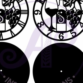 Intra απο ξύλο plywood 3mm-4mm πάχος – Wine Wall Clock Files Cut Laser, Δίασταση  20x20 cm INTRAFABR-101295023 - Image 4