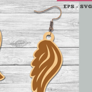 Intra απο ξύλο plywood 3mm-4mm πάχος – Σκουλαρίκια με φτερό κοπής με λέιζερ Δίασταση  5x5 cm INTRAFABR-106401619 - Image 1