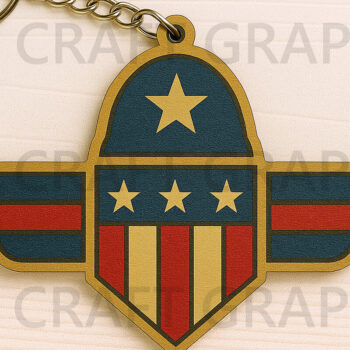 Intra απο ξύλο plywood 3mm-4mm πάχος – Μπρελόκ με φτερωτό σήμα USA Δίασταση  5x5 cm INTRAFABR-122668199 - Image 1